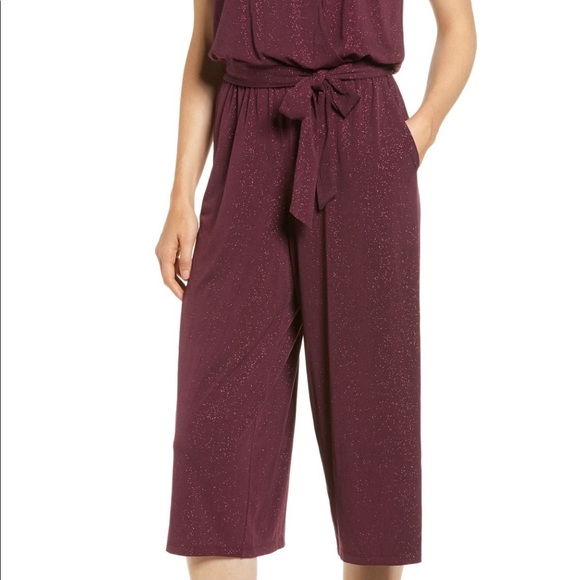 Michael Kors Burgundy Sparkle Jumpsuit, Sz M - Picture 11 of 16